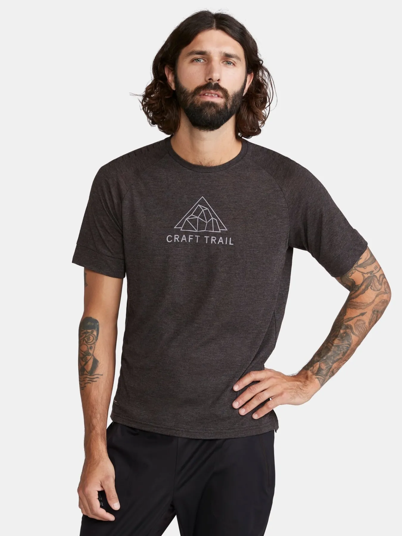 T-Skjorter & Singleter|Løping>Craft Sportswear ADV Trail Wool Ss Tee M Black Melange