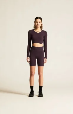 Gensere|Trening>Craft Sportswear Collective Rib Cropped Ls Top W Dk Plum