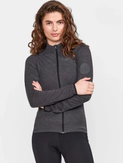 Gensere|Sykling>Craft Sportswear Core Bike Essence Wool LS Jersey W Black-Melange