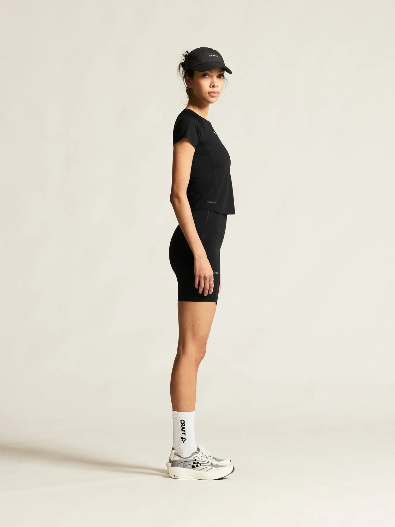 T-Skjorter & Singleter|Løping>Craft Sportswear Hypervent Cropped Tee W Black