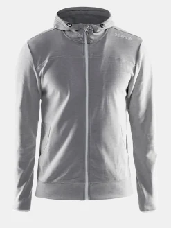 Gensere>Craft Sportswear Leisure Full Zip Hood M Grey Melange/White/Grey Melange