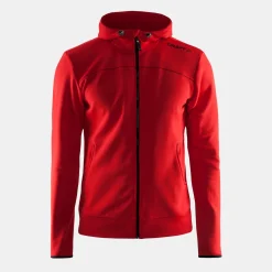 Gensere>Craft Sportswear Leisure Full Zip Hood M Bright Red/Black/Grey Melange
