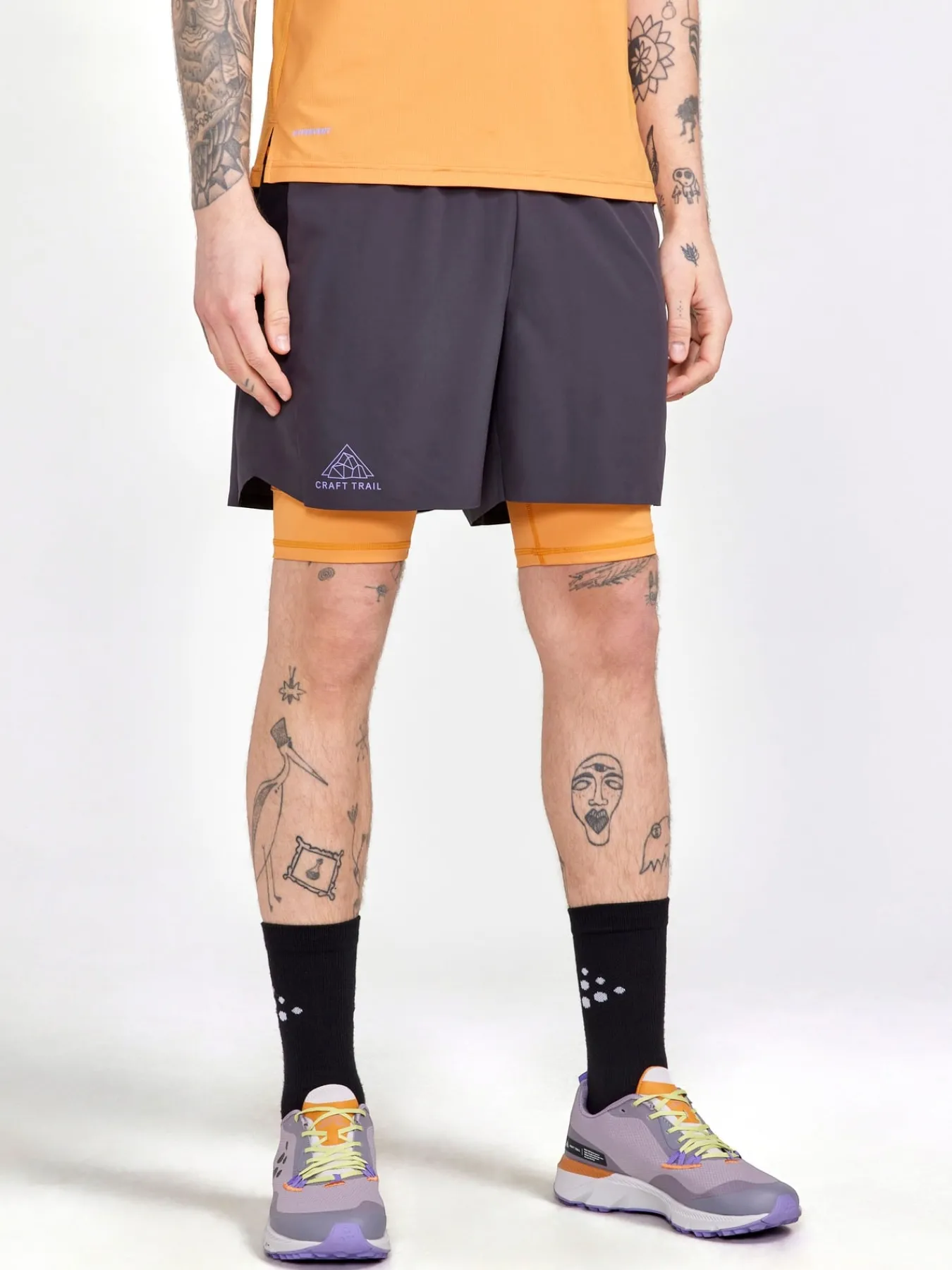 Shorts|Løping>Craft Sportswear PRO Trail 2-in-1 Shorts M Slate-Desert