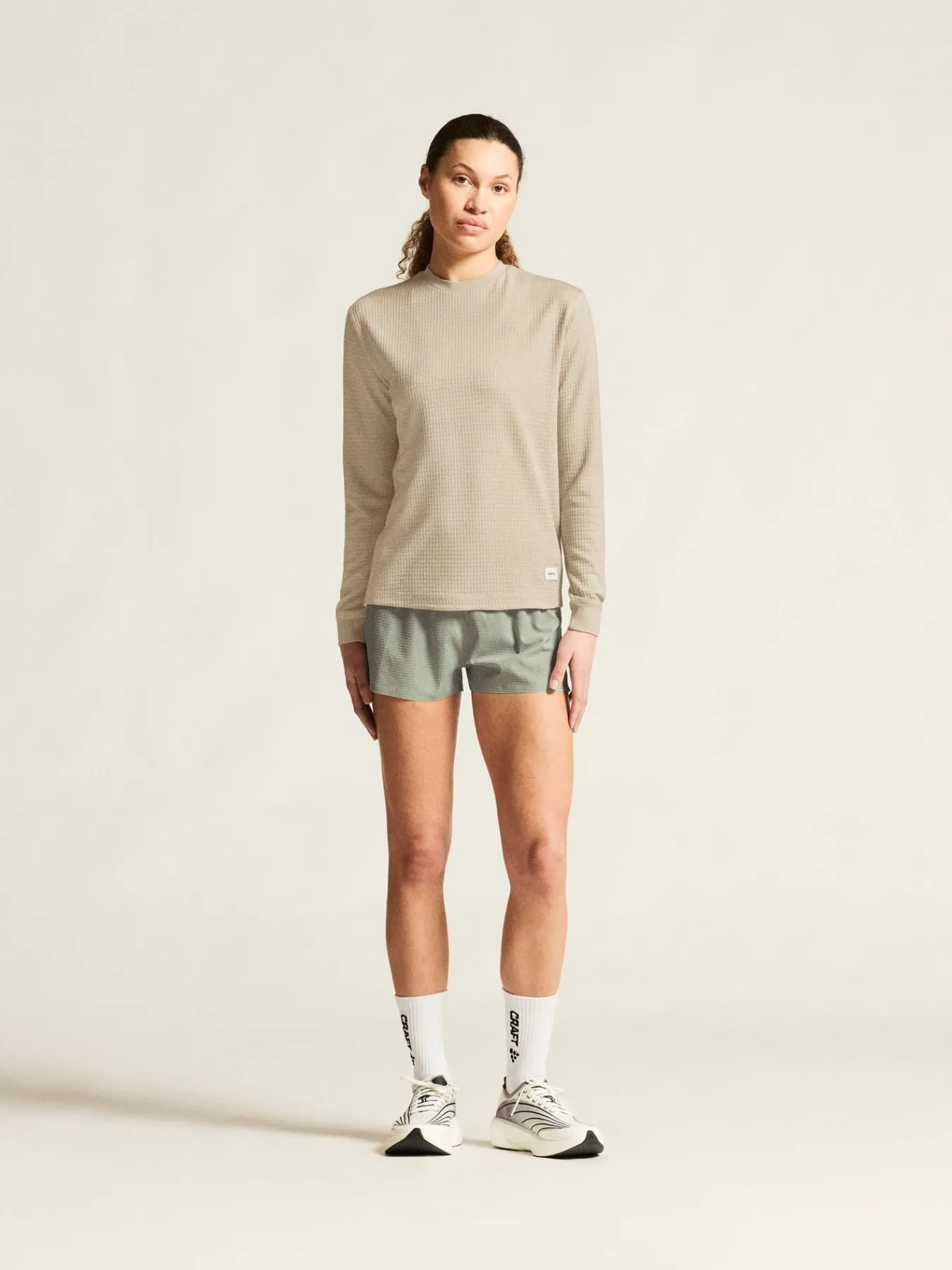 Gensere|Løping>Craft Sportswear Wool Waffle RN W Plaster